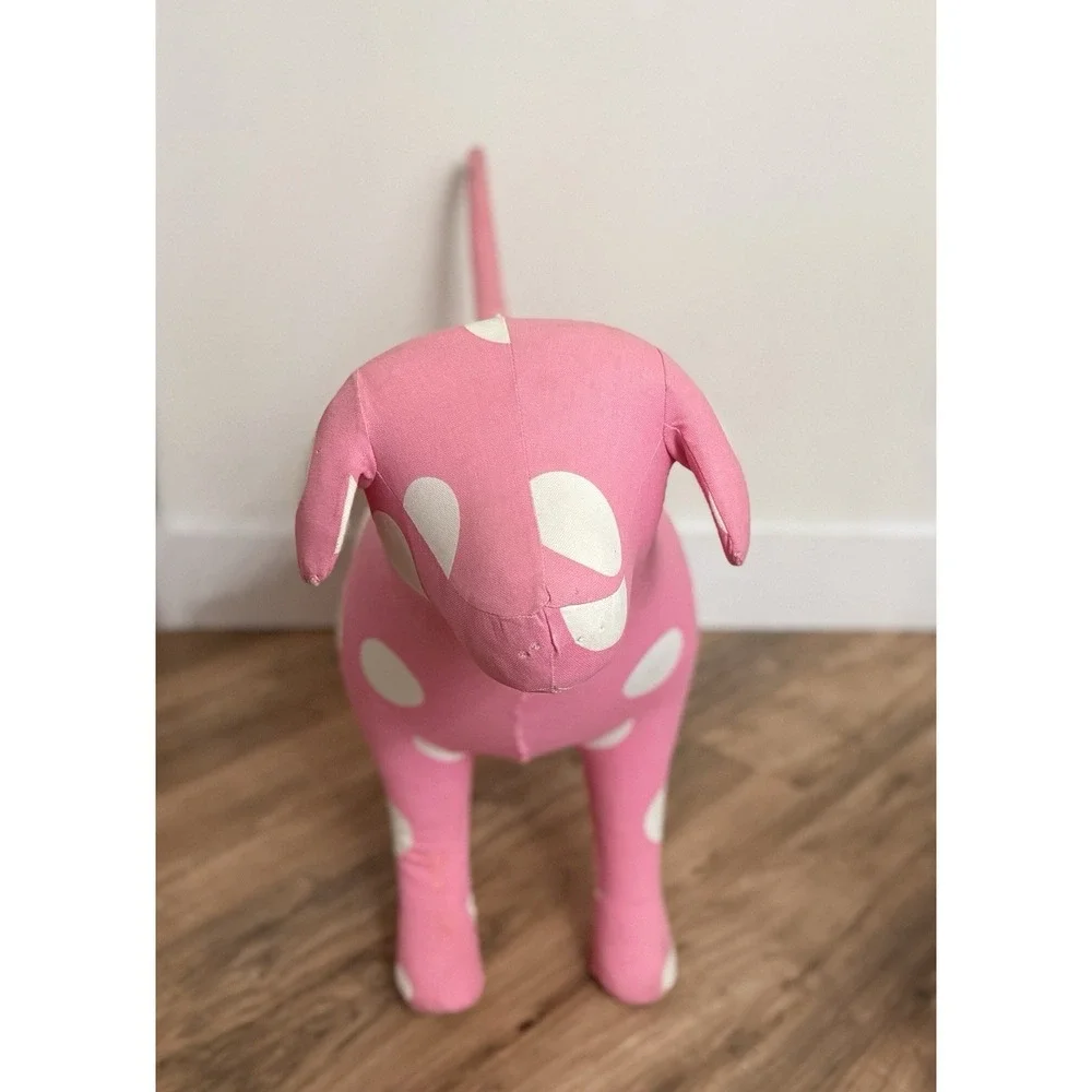 VTG RARE Victoria's Secret Pink XL Display Dog Pink/white Polka Dot 25.5